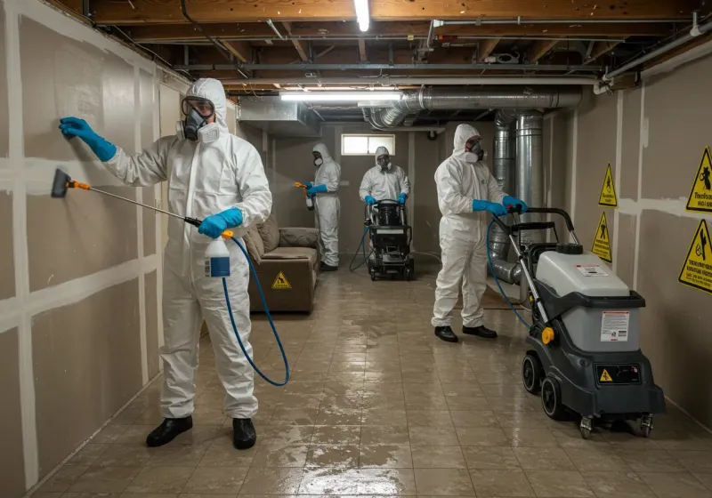 Basement Moisture Removal and Structural Drying process in Mount Vernon, IN